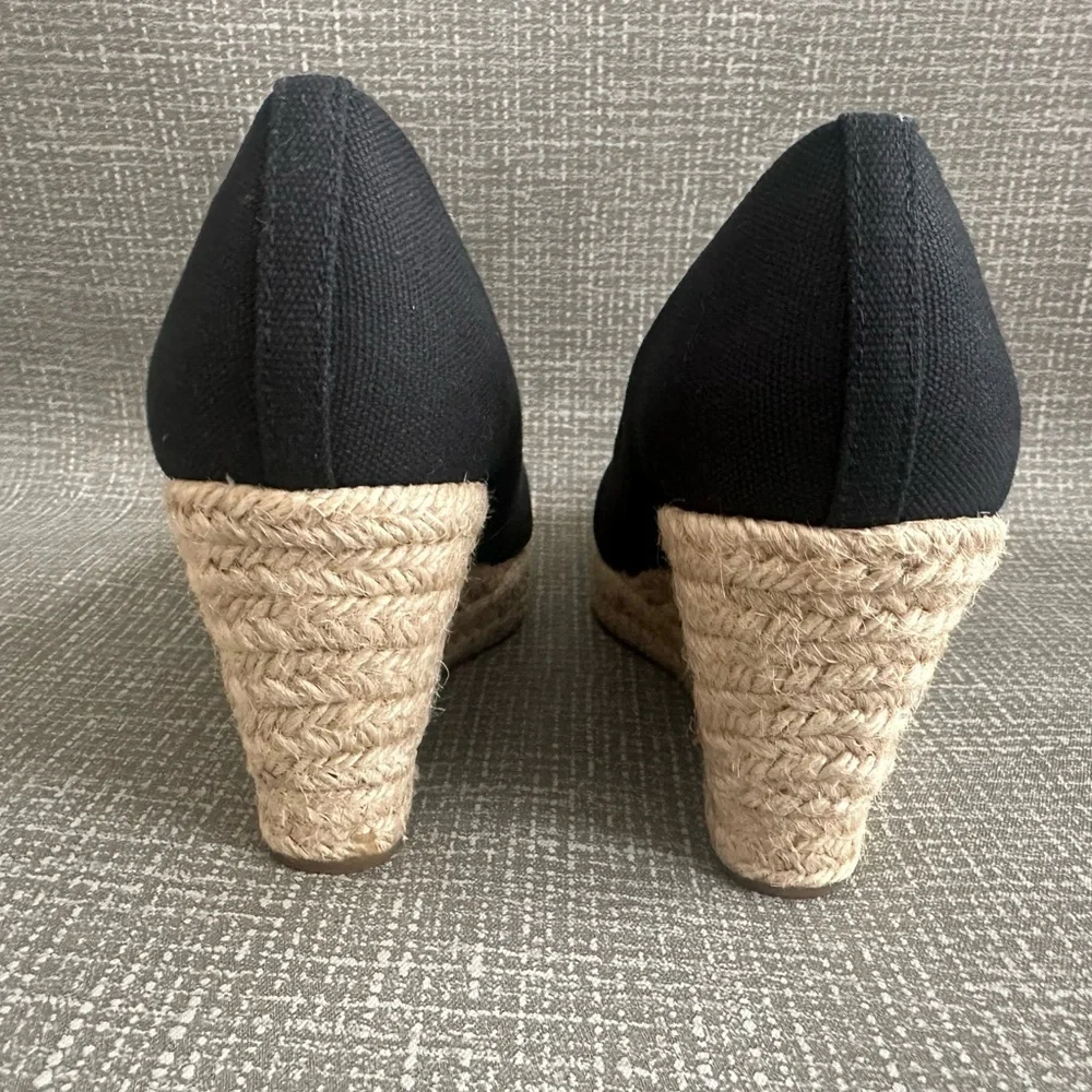 J.Crew Women’s Black Espadrille Wedge Heels – Size 6.5